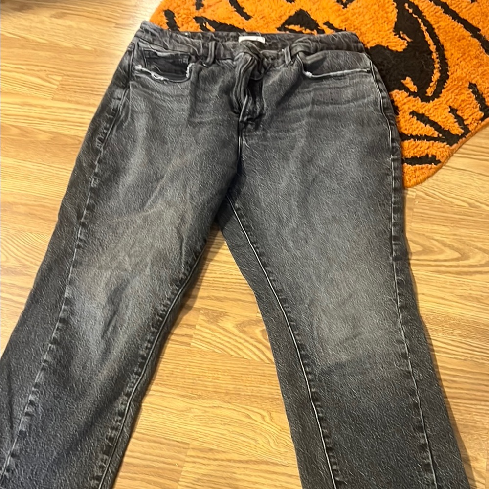 Good American Black Straight Leg Jeans